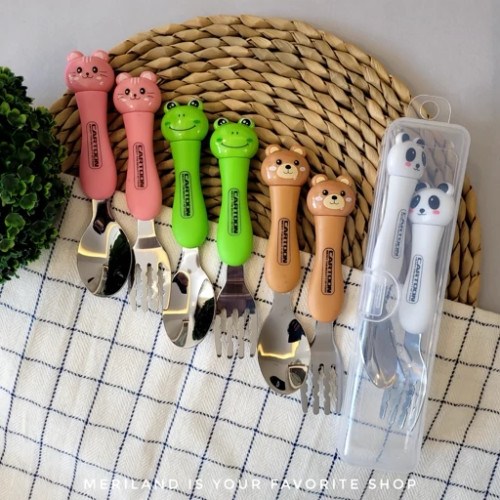 قاشق و چنگال کودک طرح حیوانات همراه جعبه